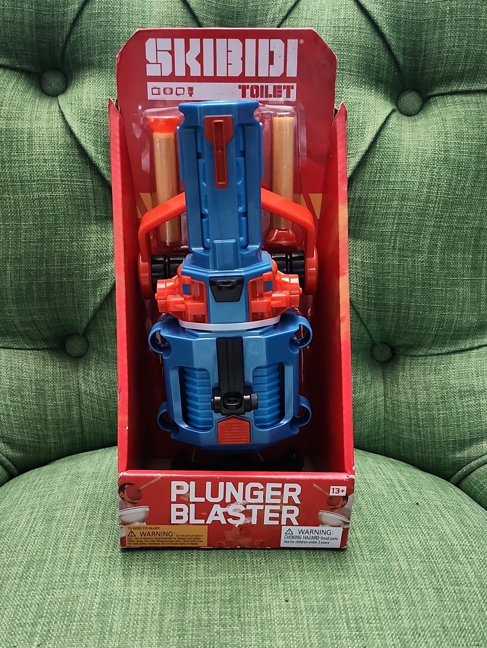 Skibidi Toilet Plunger Blaster Kids Toy - Blue & Orange